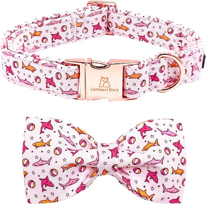 Lionheart glory Dog Collar Shark Print Dog Bow Collar Pink Dog Collar Male or by LionheartGlory