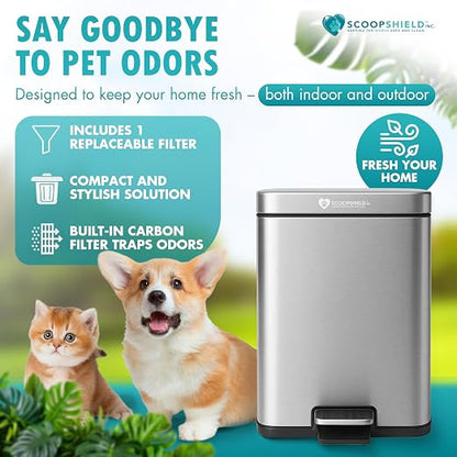 6L Outdoor and Indoor Pet Waste Container, Stainless Steel Can. Lid Opens - Image 3