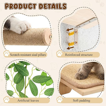 Novabright 3 Pcs Cat Wall Shelves Set, Double-Layer Platform Cat Wall Furniture - Image 4