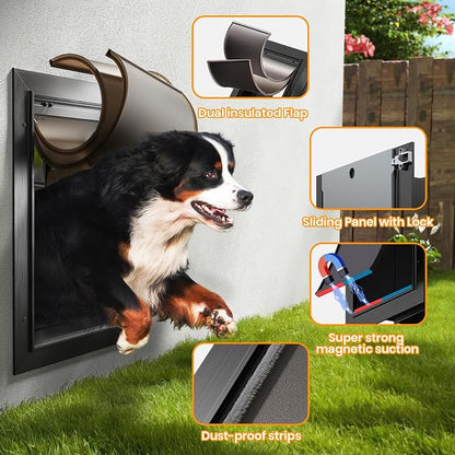 Dog Door for Wall, All Aluminum Large Doggy Door Doggie door, Pet Door Easy to - Image 3