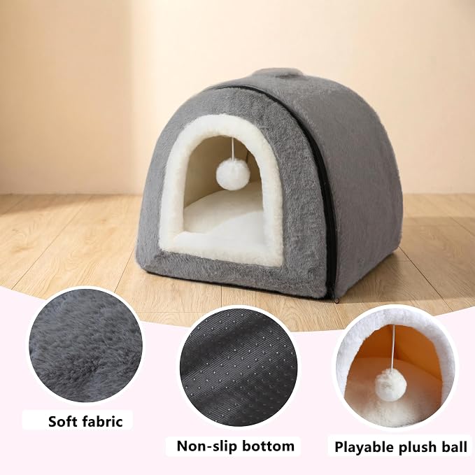 Cat Bed for Indoor Cats，Foldable cat cave，Anti-Slip & Water-Resistant - Image 7