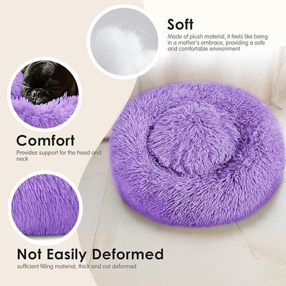 Dogs Bed for Small Dogs, Anti-Anxiety Washable Round Bed - Image 4