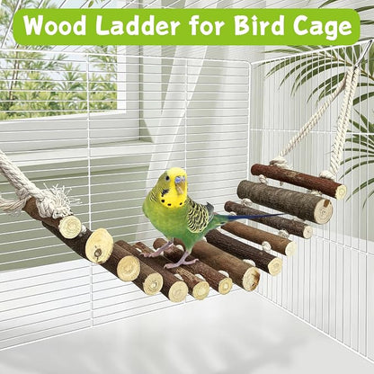 BNOSDM Wooden Bird Rope Ladders 2 Pcs Birds Ladder Bridge Toy Parrot Cage - Image 6