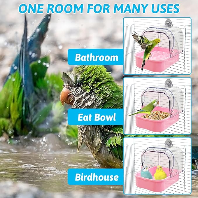 Tfwadmx Bird Cage Bath Hanging Parrot Bath Tub Water Shower Food Feeder Holder - Image 4