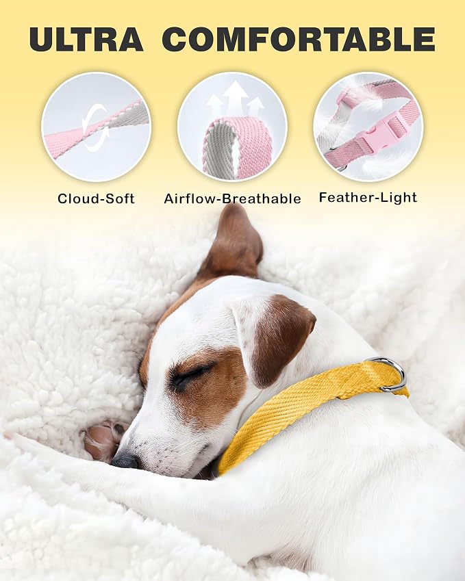 Dynmeow Soft and Breathable Cotton Dog Collar, Durable Adjustable Pet Collar - Image 4