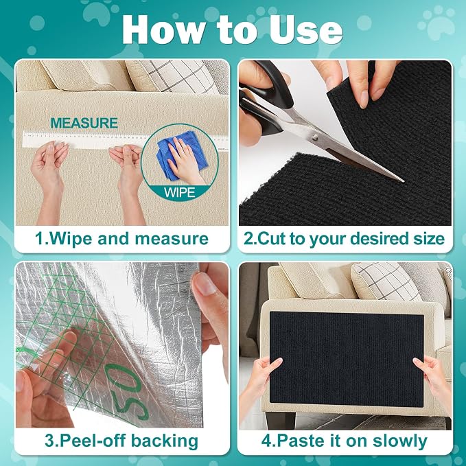 Bed Cat Scratcher Pad, 47.2"x15.8"Cat Scratching Mat, Self-Adhesive Trimmable - Image 7