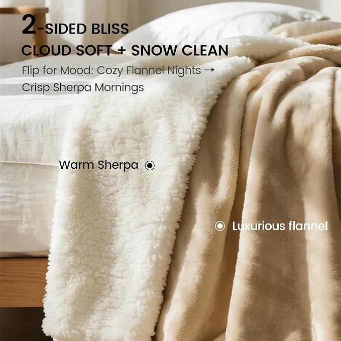 gogobunny Waterproof Bed Blanket, Reversible Sherpa Fleece Throw Blanket - Image 4