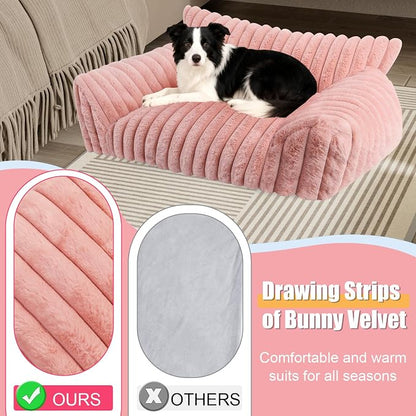 Cute Dog Cat Couch for Medium Large Dogs, Fluffy Pet Sofa Dog Couch Bed - Image 4