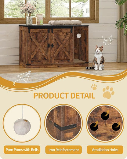 Cat Litter Box Enclosure, Hidden Litter Box Cabinet Furniture - Image 8