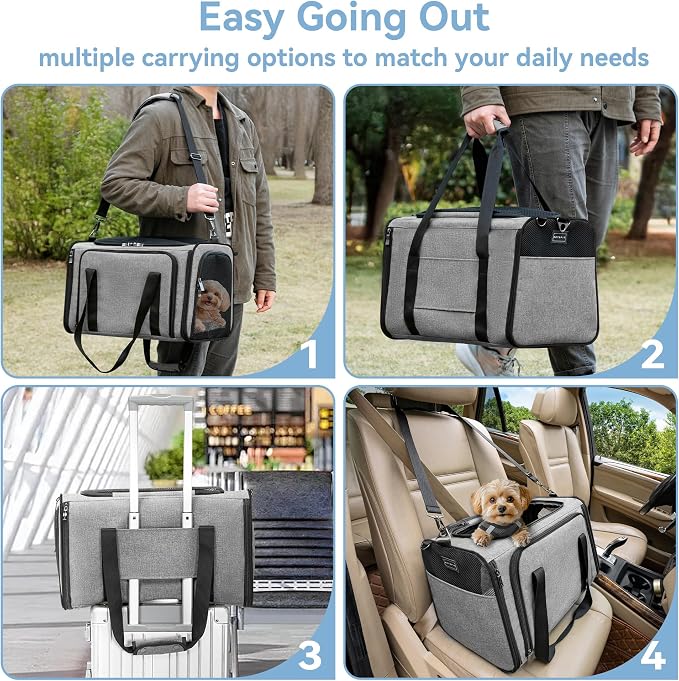 Petsfit 17" x 11" x 11" Airline-Approved Expandable Pet Carrier, 2X Square - Image 7