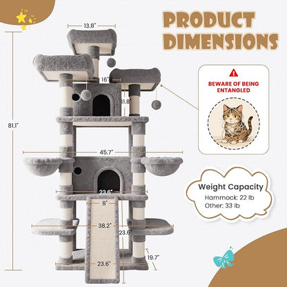 SHA CERLIN 81 Inches Extra Large Cat Tree - Image 8