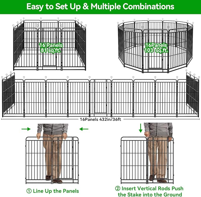 Heavy Duty Dog Playpen: 16 Steel Panels 47" Height, Square Steel Pipe - Image 8