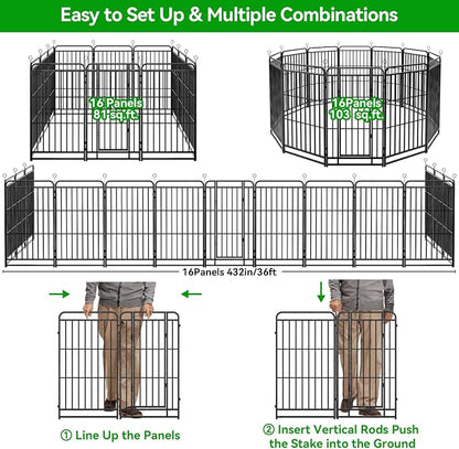 Heavy Duty Dog Playpen: 16 Steel Panels 40" Height, Square Steel Pipe - Image 8
