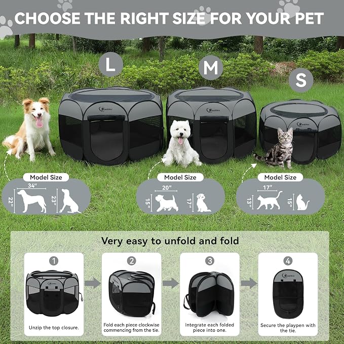 Dark Grey Dog Cat Playpen, Puppy Pet Playpen, Small Dogs Tent Crates Cage - Image 2