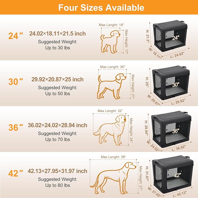 Dog Travel Crate 30 Inch, Portable Soft-Sided Travel Carriers - Image 3