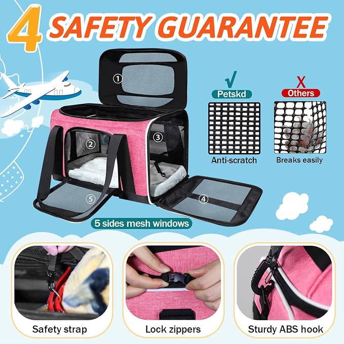 Petskd Top-Expandable Pet Carrier 17x12x8.5 Inches JetBlue Allegiant Spirit - Image 5