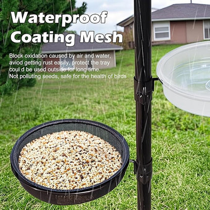 Bird Feeder Station with Metal Mesh Tray and Water Bowl - Image 4