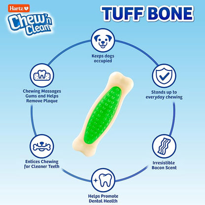 Hartz Chew 'n Clean Tuff Bone Bacon Scented Dental Dog Chew Toy - Image 2
