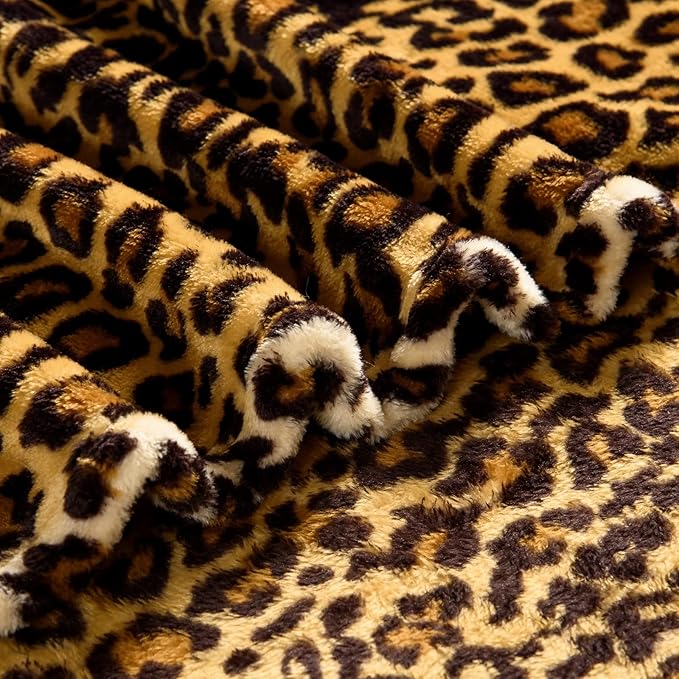 Bnuitland Leopard Print Flannel Blanket, Large Size 90x90 Inches - Image 7