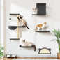 5-in-1 Cat Wall Shelves, Solid Wood & Velvet & Sisal Scratcher, 44lbs Max Load by PLEKER