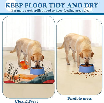 Boho Mountain Sun Pet Food Mat for Cats and Dogs–Christmas Stocking Absorbent - Image 5