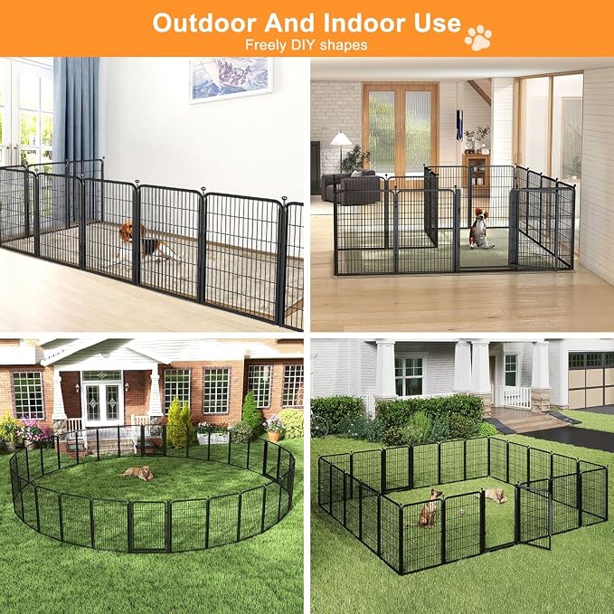 Dog Fence Outdoor Pens Outside, Portable Dog Play Pen 40" H 18 Panels Pet - Image 4