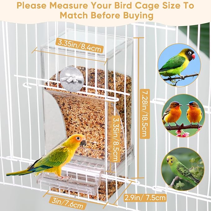 No Mess Bird Feeder for Cage, Automatic Drinker for Parakeet, Canary & Budgies - Image 3
