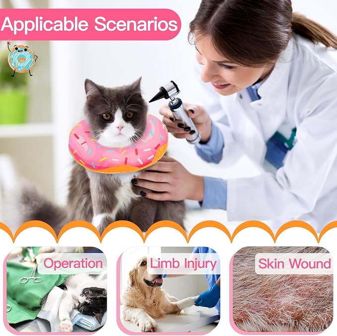 Cat Cone Collar Soft, Cute Cat Donut Collar After Surgery, Adjustable Kitten - Image 3