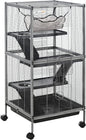 PawHut Metal Small Animal Cage, 4-Tiers Rolling Big Ferret Cage by PawHut