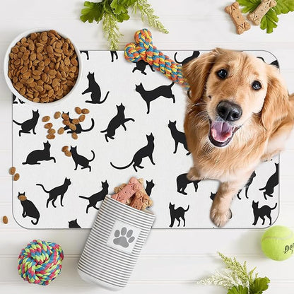 Funny Black Cat Dog Food Mat, Absorbent Pet Feeding Mat - Image 7