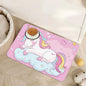 Cute Unicorn Dog Food Mat for Floors, Cloudy Pink Stars Absorbent Pet Food and by Unknown