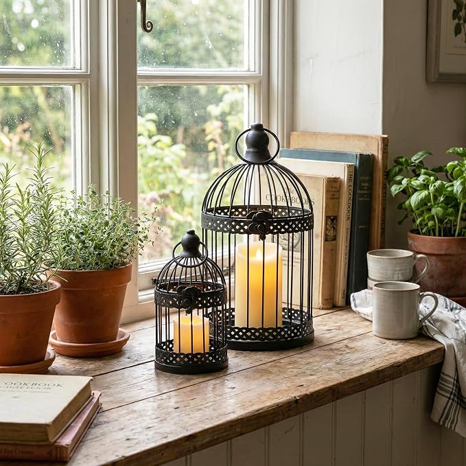 VELA LANTERNS Bird Cage Decor Candle Holder Lantern Decorative Table - Image 11