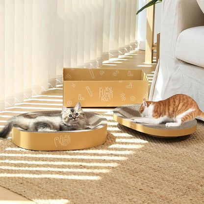 FUKUMARU 3PCS Cardboard Cat Scratcher Bed, Durable Oval Cat Scratch Bed Pads - Image 8