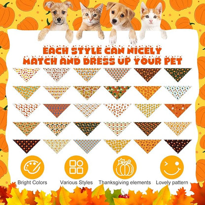 Aliceset 180 Pcs Fall Dog Bandanas Bulk Thanksgiving Bandana - Image 3