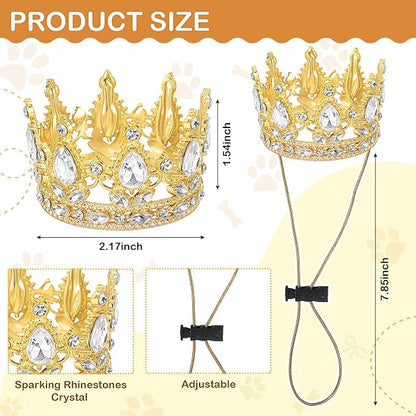 Abbylike Pet Rhinestone King Crown Small Size, Queen Crown - Image 2