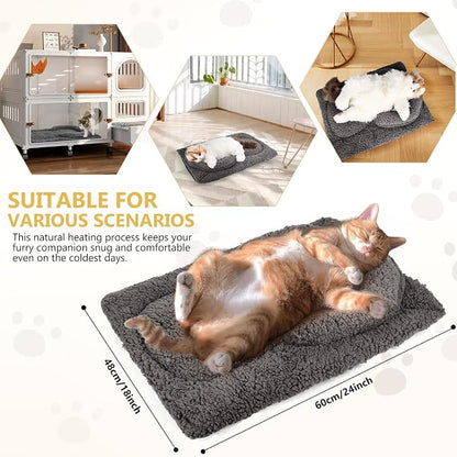 Self Warming Cat Bed Mat with U-Shaped Pillow -24"x18" Soft Thickened Thermal - Image 5