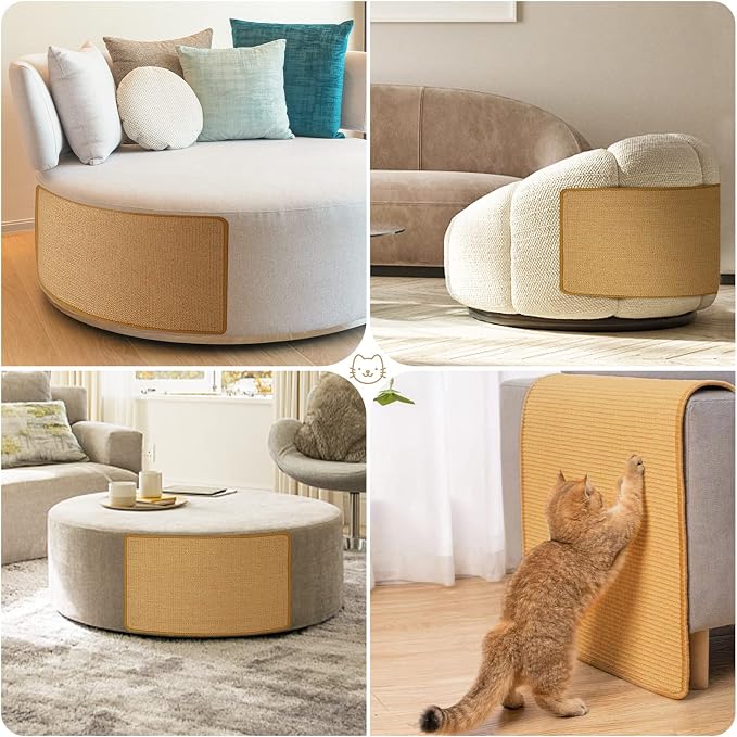 Carpet Cat Scratching Mat Sisal, 2 Packs Sisal Fabric Large 23.6" x 15.7" - Image 7