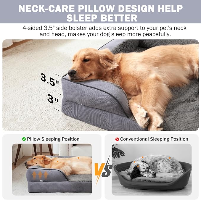 INVENHO Orthopedic Extra Large Dog Bed, XXL Waterproof Dog Sofa, Egg-Crate Foam - Image 5