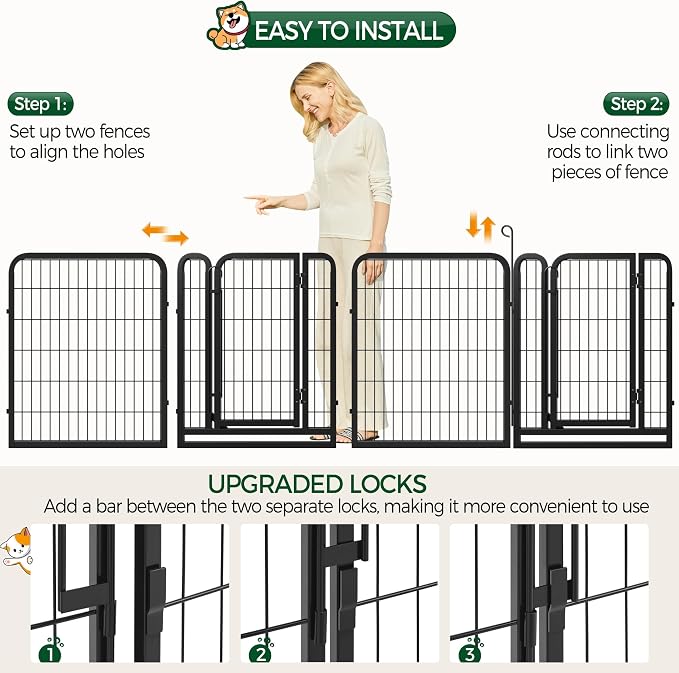 Yaheetech Dog Playpen Outdoor, 32 inch 16 Panels Dog Pen Indoor Heavy Duty - Image 6