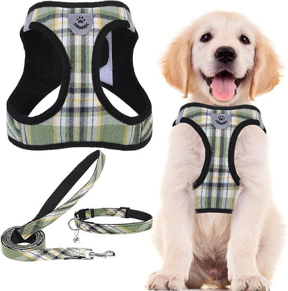 PUPTECK Adjustable Dog Harness Collar and Leash Set Step in No Pull Pet Harness by PUPTECK
