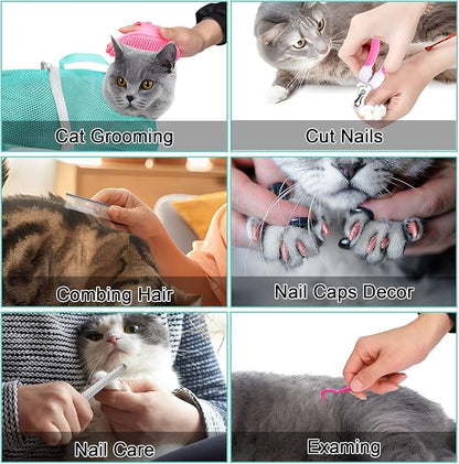 JULMELON Cat Washing Bag 10 PCS Set, Adjustable Cat Shower Net Bag and Pet - Image 4
