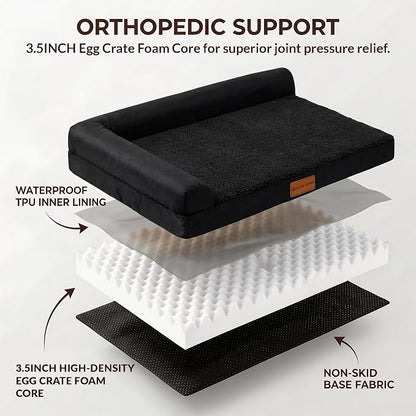 Patas Lague Orthopedic Dog Bed Large Sized Dog 36''X24'', Waterproof L Bolster - Image 4