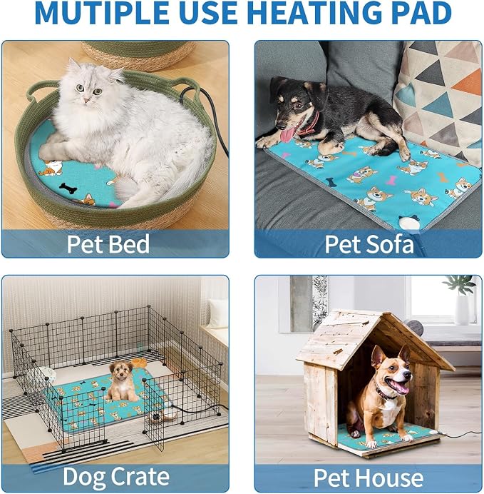 Cat Heating Pad, 22x18 in Heated Cat Bed, Adjustable Thermostat+Constant On - Image 8
