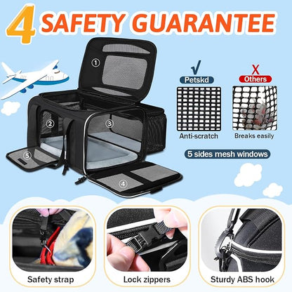 Petskd Top and Side Expandable Pet Carrier 17x11x9.5 Inches Alaska Airline - Image 5