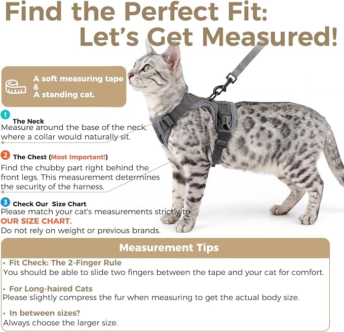 Cat Harness and Leash Set Escape Proof Tactical Large Kitten Harness Emotional - Image 2