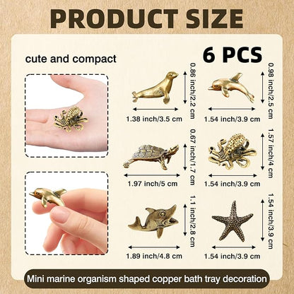 6 Pcs Copper Bath Disks Ornaments Mini Ocean Animal Shape– Starfish Turtle - Image 6