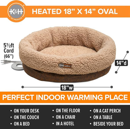 K&H Pet Products Heated Cat Bed Indoor, Thermo-Snuggle Cup Bomber Soft Heated - Image 2