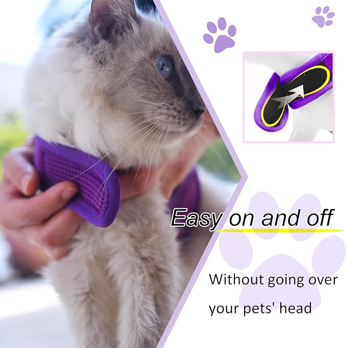 Cat Harness and Leash for Walking Escape Proof Breathable Mesh Fabric, - Image 6