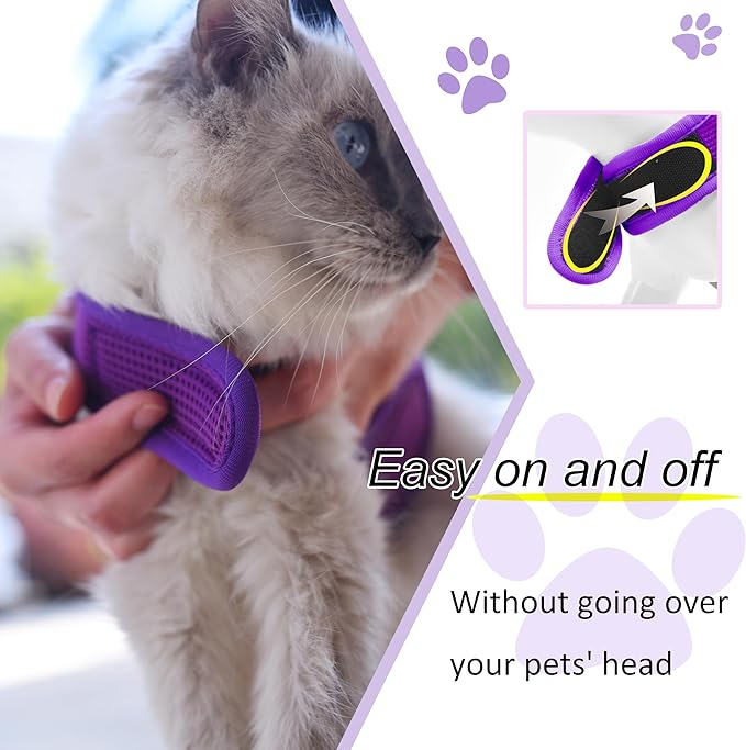 Cat Harness and Leash for Walking Escape Proof Breathable Mesh Fabric, - Image 6