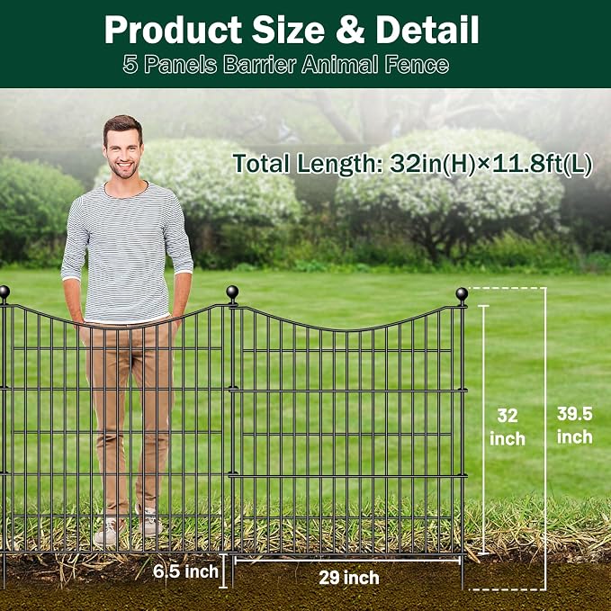 5 Panels No Dig Dog Fence Outdoor - Image 2